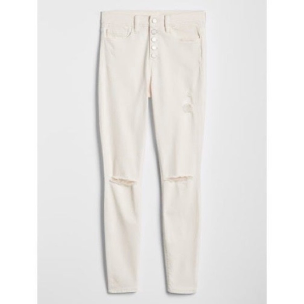 Gap High Rise Distressed Legging Jeans w/ Button Fly - Picture 3 of 10